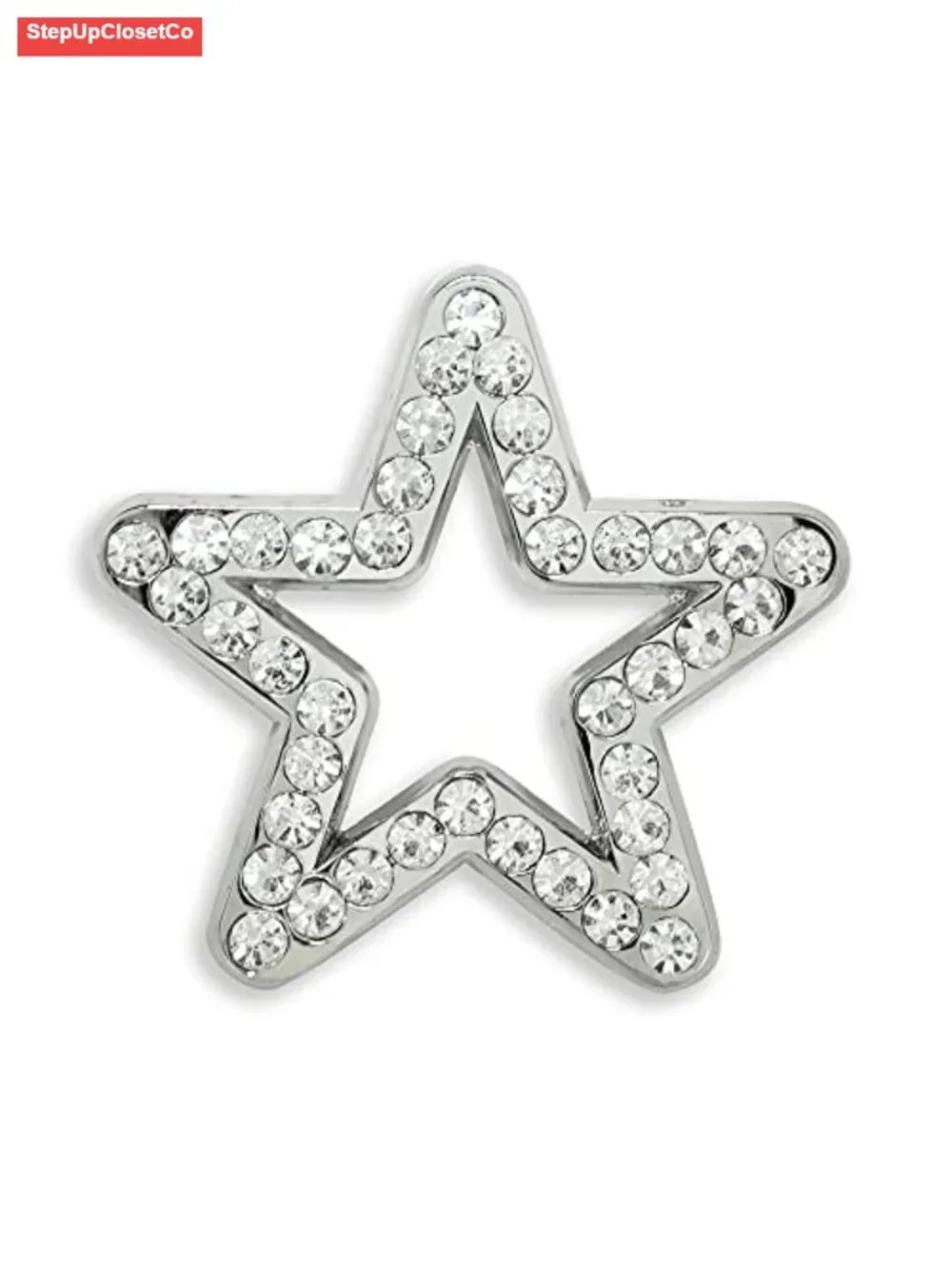 Silver Plated Rhinestone Star Brooch Pin